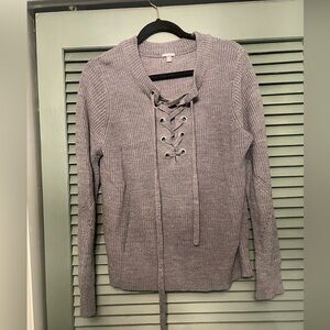 Women’s Grey Lace Up Sweater size XL